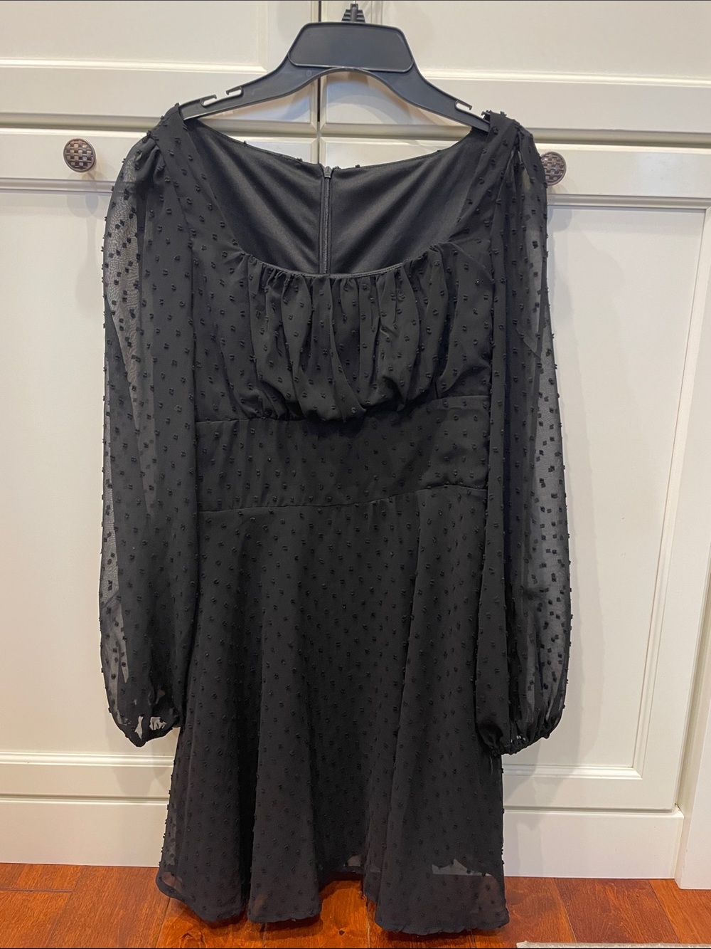 Black Swiss Dot Long Sleeve Dress